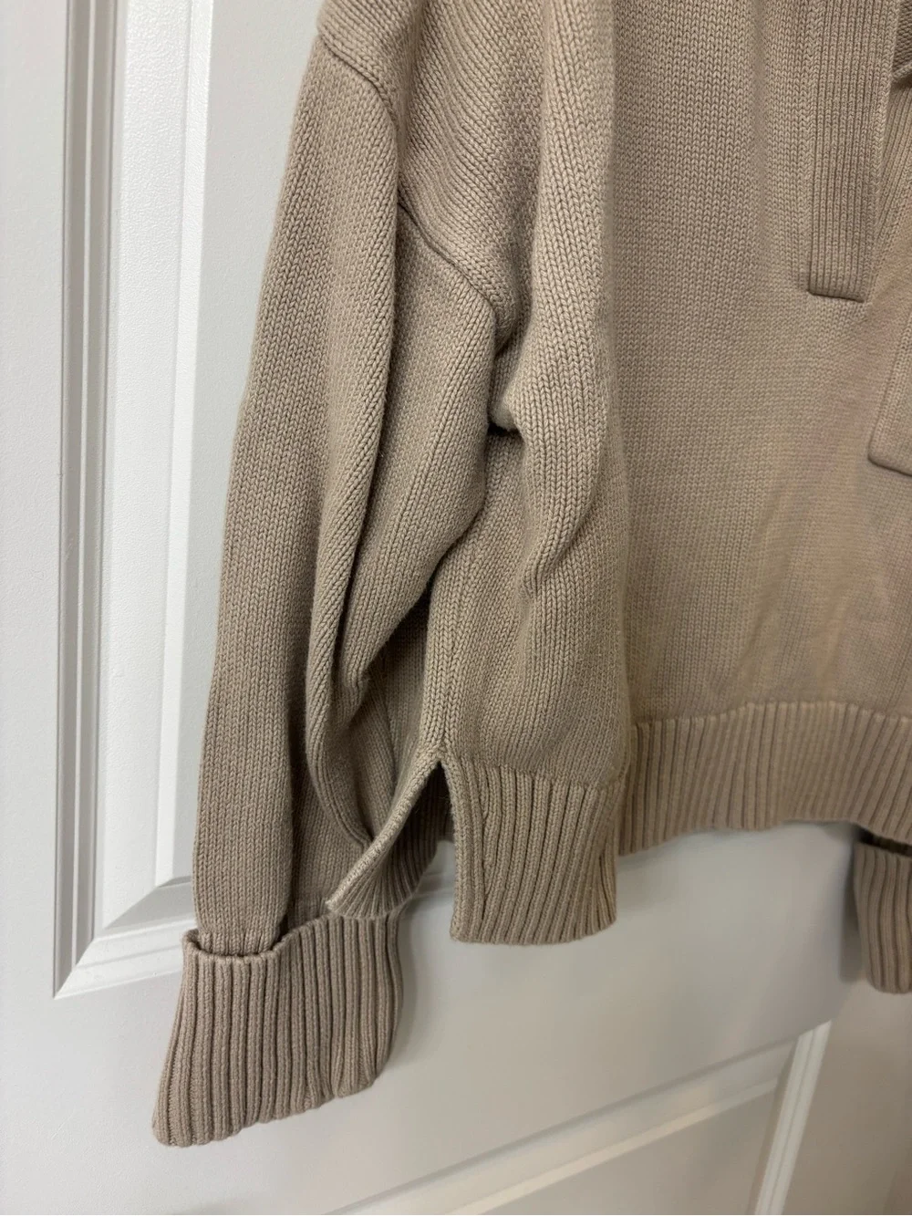 Abercrombie & Fitch Taupe Polo-Collared Knit Sweater - Picture 4 of 5